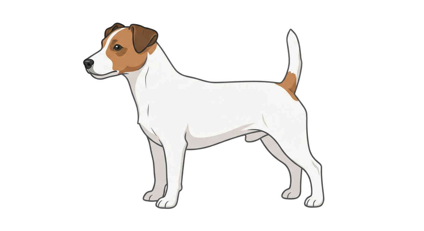 Side profile illustration of a Jack Russell Terrier showing the points of the breed standard