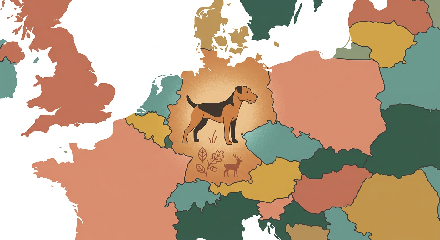 Illustrated map showing the origin of the Jagdterrier