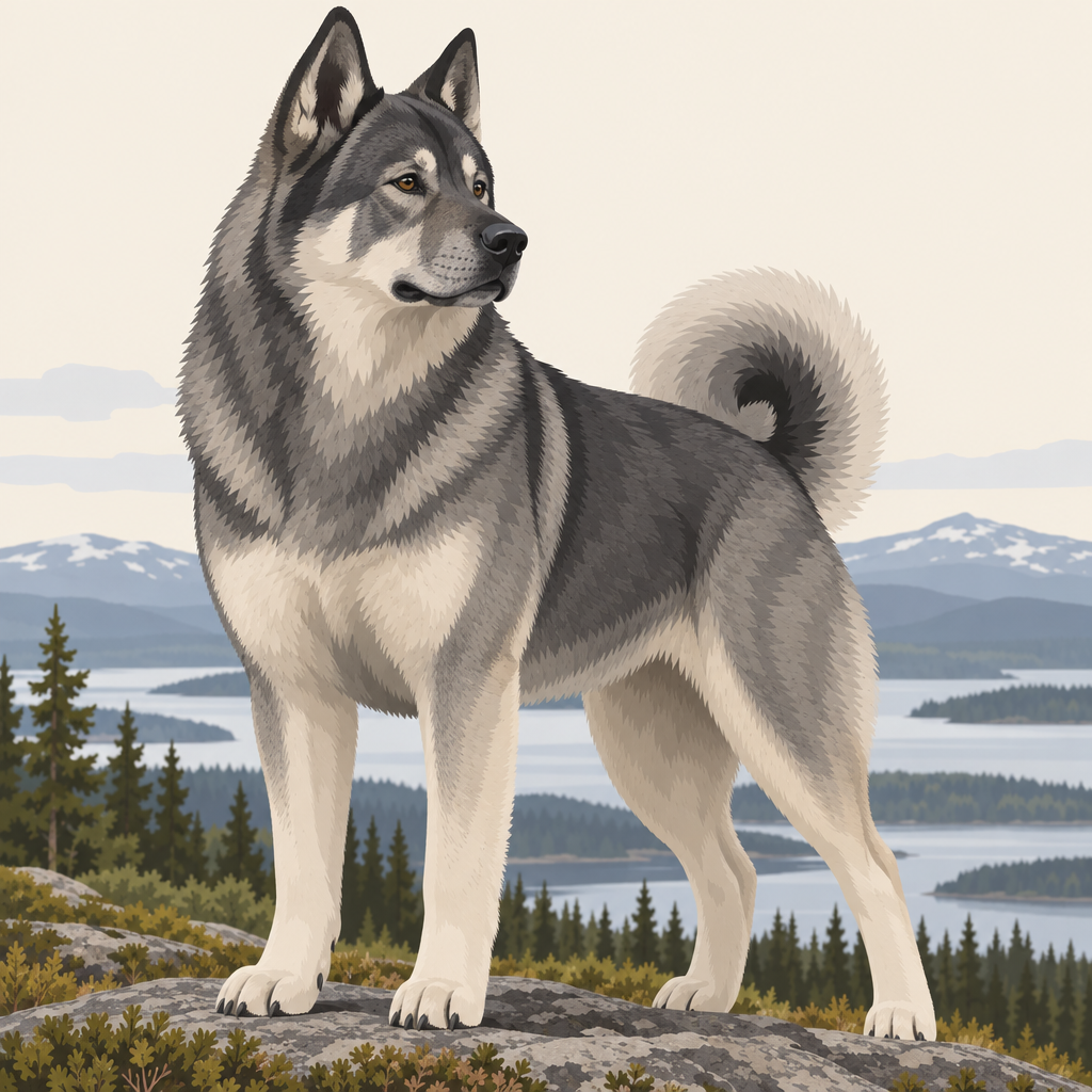 Flat vector illustration of a Jämthund
