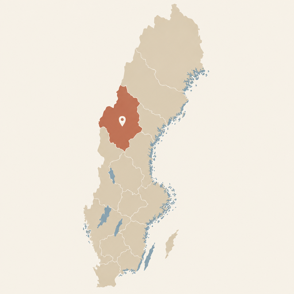 Illustrated map showing the origin of the Jämthund