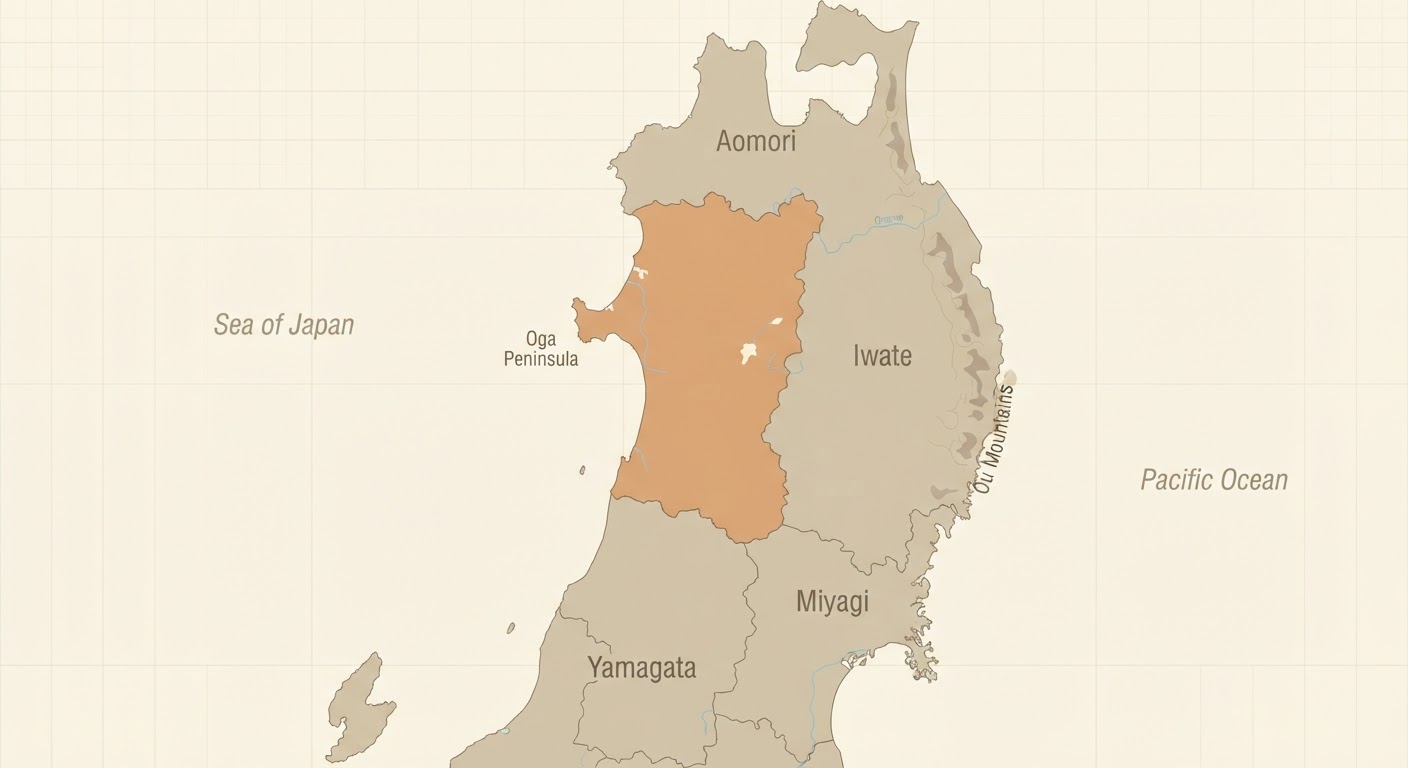 Illustrated map showing the origin of the Japanese Akitainu