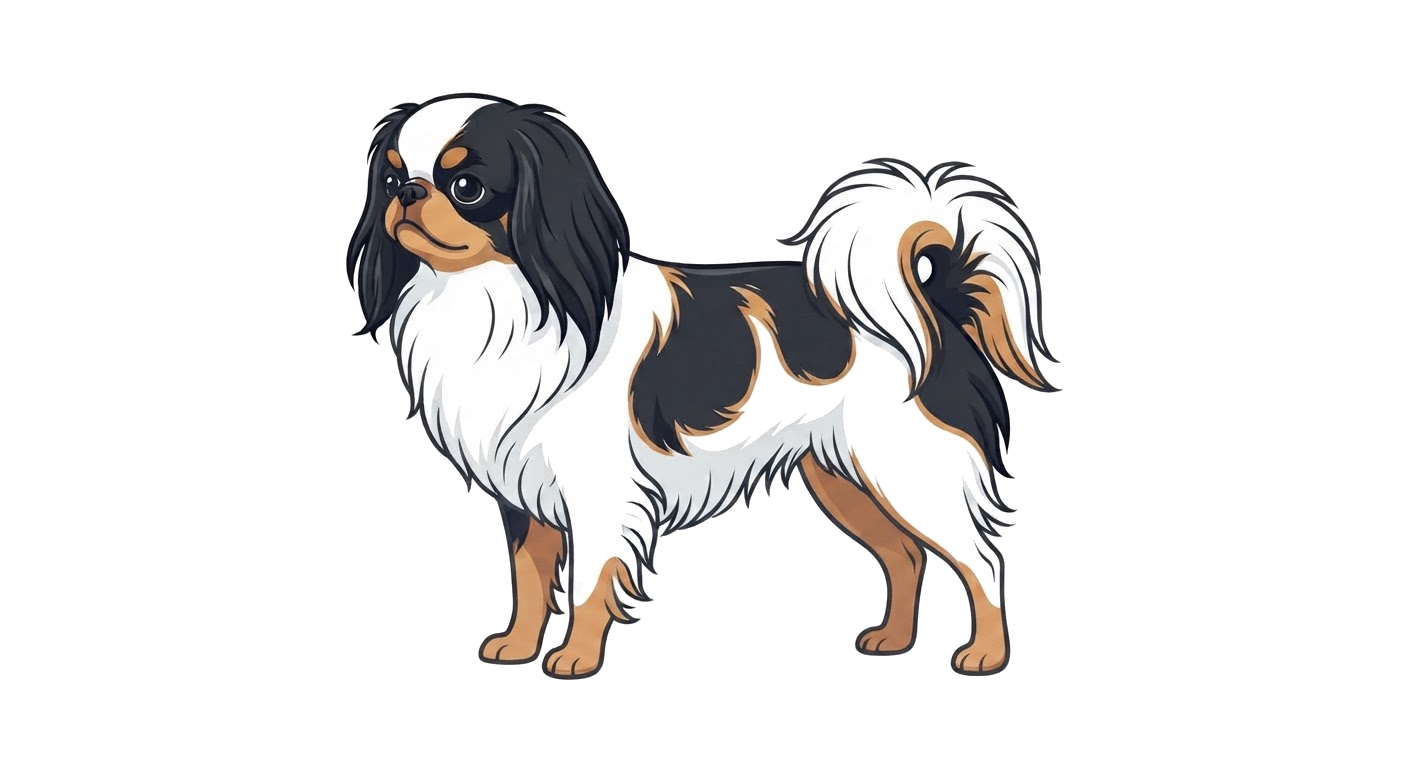 Illustration of a Black, white and tan coat