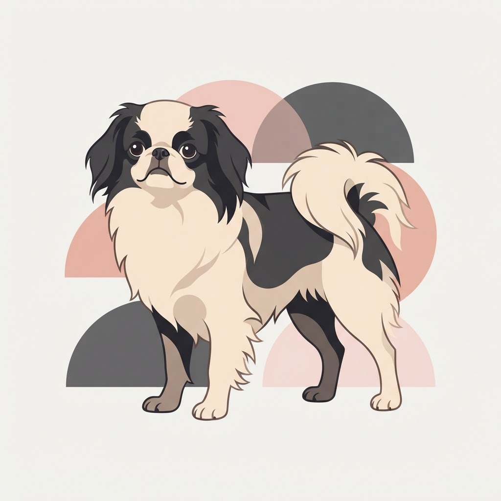 Flat vector illustration of a Japanese Chin