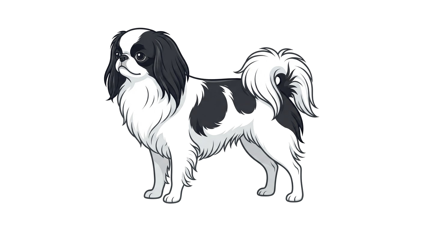 Side profile illustration of a Japanese Chin showing the points of the breed standard