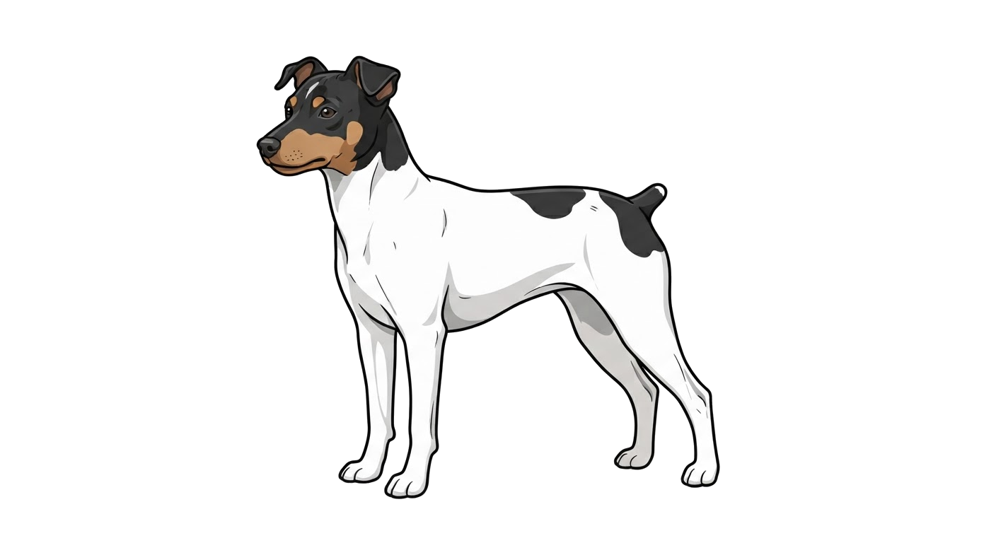 Side profile illustration of a Japanese Terrier showing the points of the breed standard