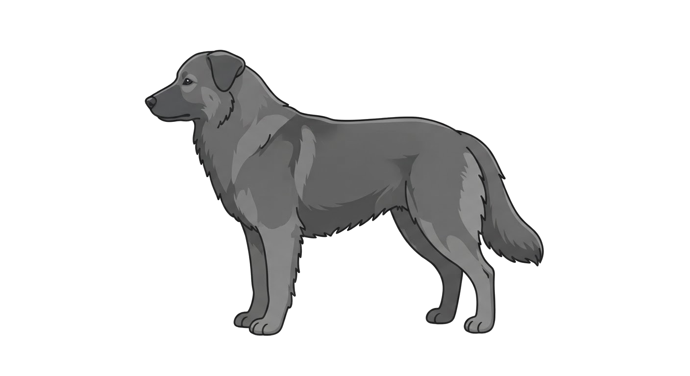 Side profile illustration of a Karst Shepherd showing the points of the breed standard