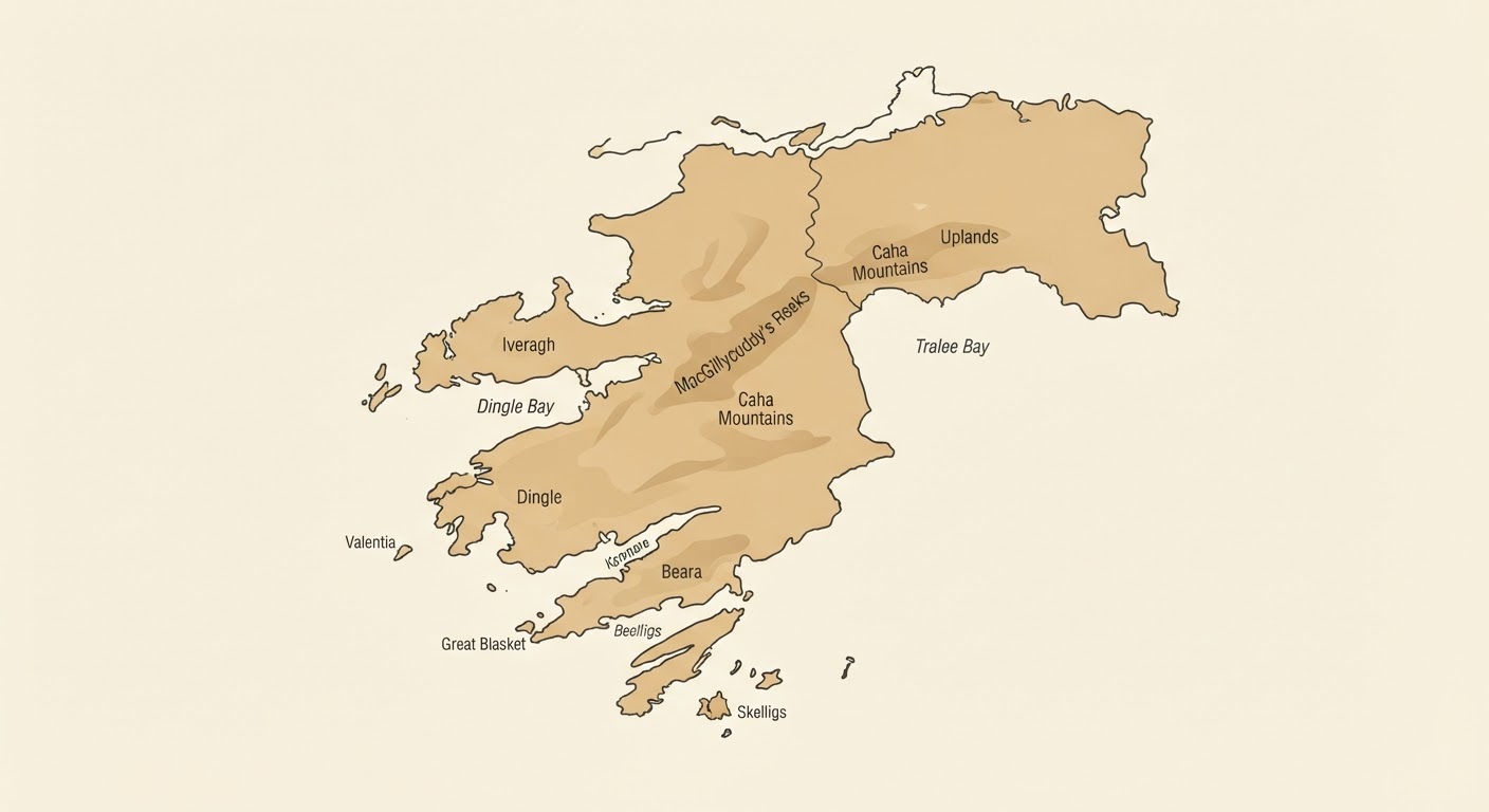 Illustrated map showing the origin of the Kerry Blue Terrier