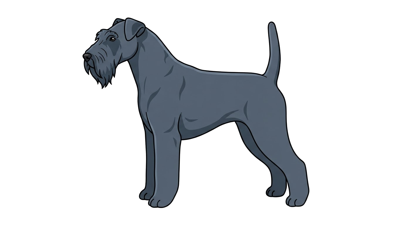 Side profile illustration of a Kerry Blue Terrier showing the points of the breed standard