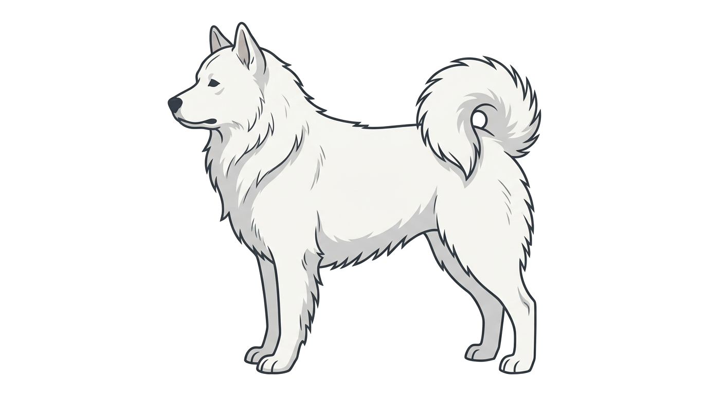 Side profile illustration of a Kintamani-Bali Dog showing the points of the breed standard