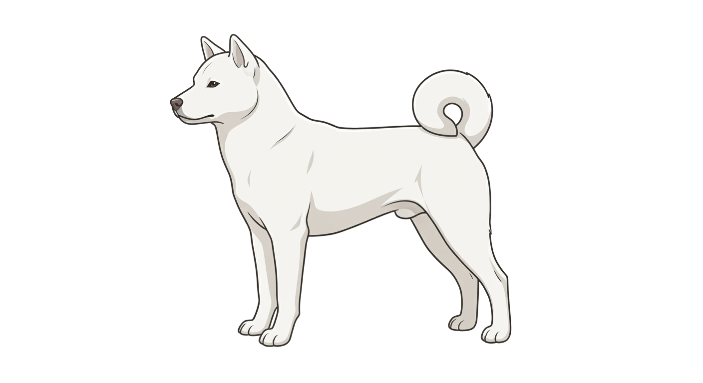 Side profile illustration of a Kishu Ken showing the points of the breed standard