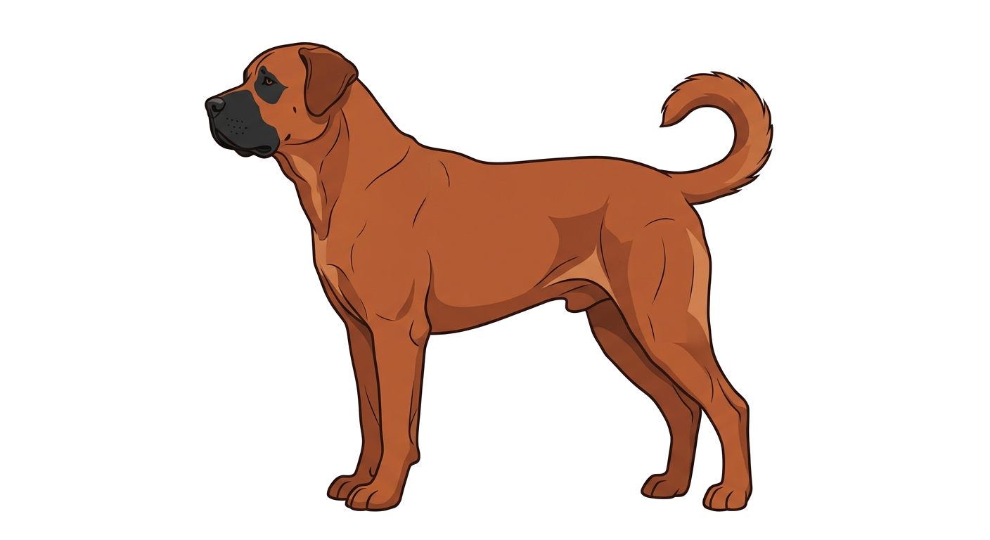 Side profile illustration of a Kombai showing the points of the breed standard