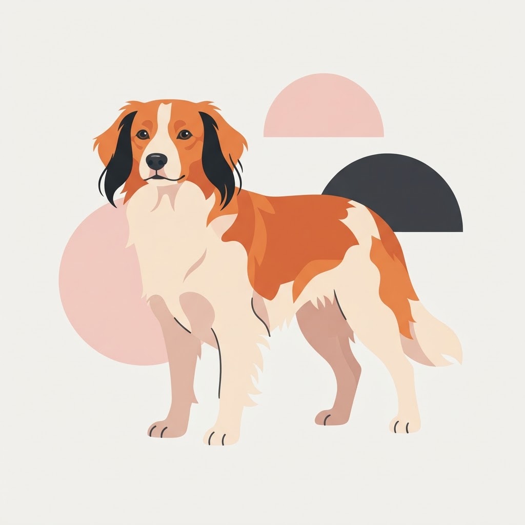 Flat vector illustration of a Kooikerhondje