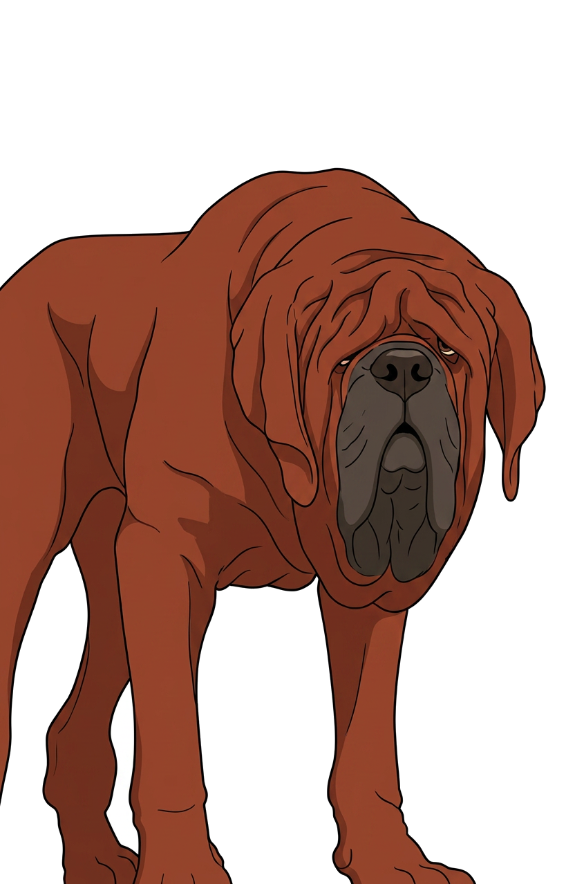 Side profile illustration of a Korean Tosa showing the points of the breed standard