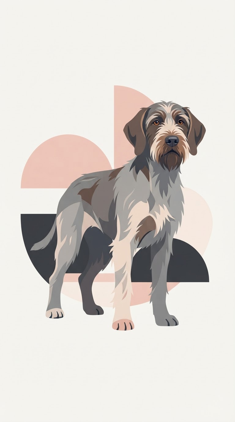 Flat vector illustration of a Korthals Griffon