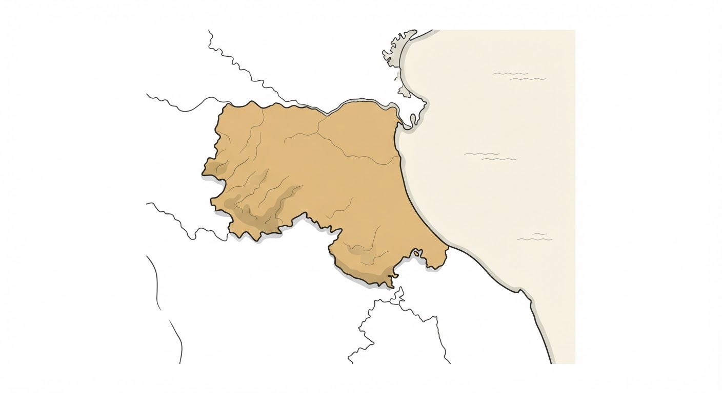 Illustrated map showing the origin of the Lagotto Romagnolo