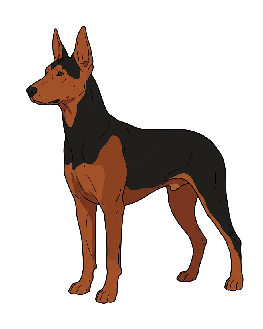 Side profile illustration of a Laizhou Hong showing the points of the breed standard