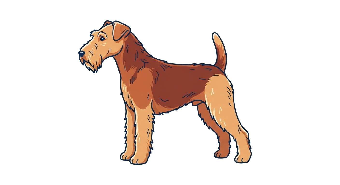 Side profile illustration of a Lakeland Terrier showing the points of the breed standard