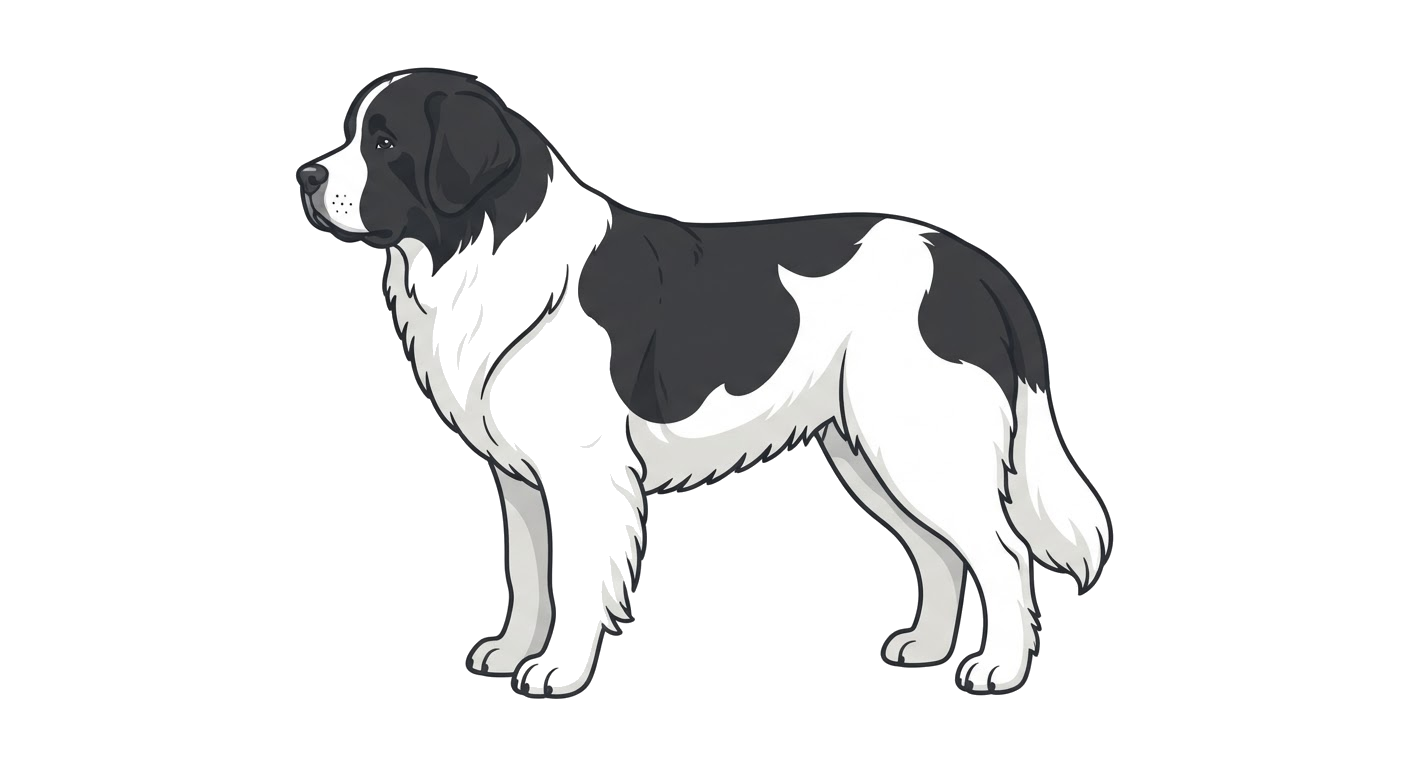 Side profile illustration of a Landseer showing the points of the breed standard