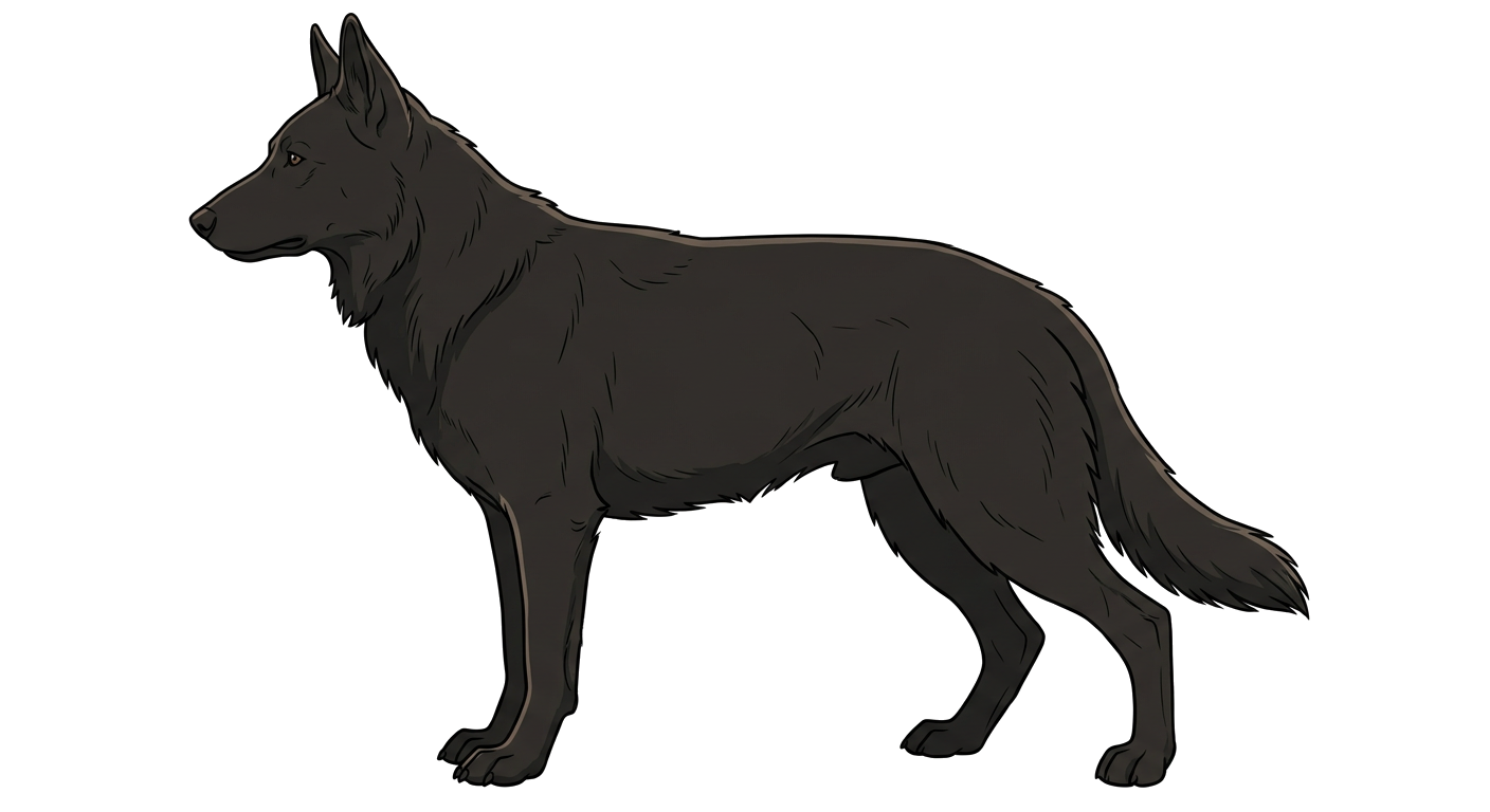Side profile illustration of a Langqing Quan showing the points of the breed standard