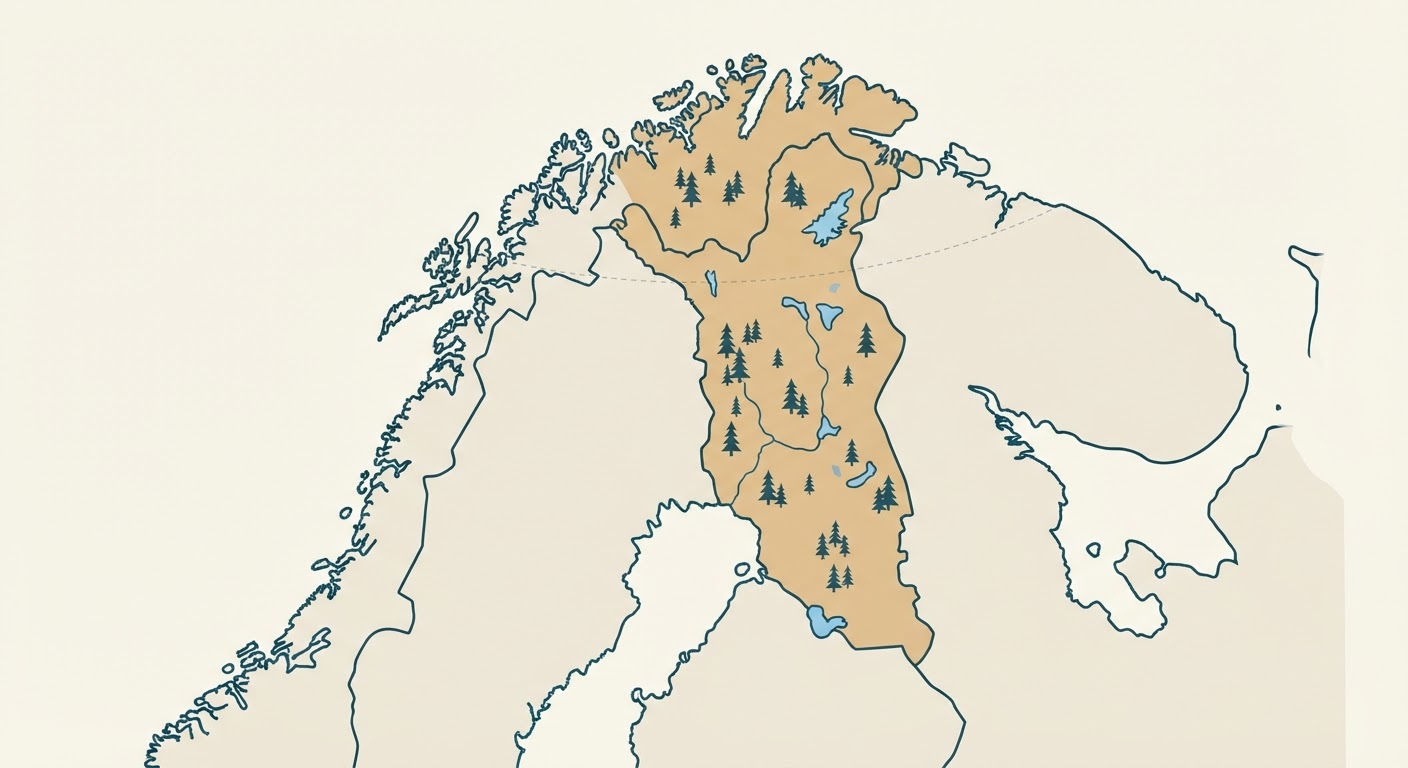 Illustrated map showing the origin of the Lapponian Herder