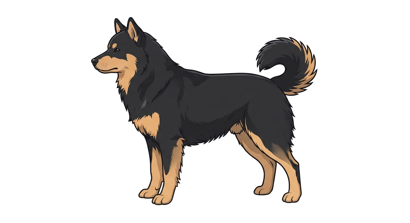 Side profile illustration of a Lapponian Herder showing the points of the breed standard