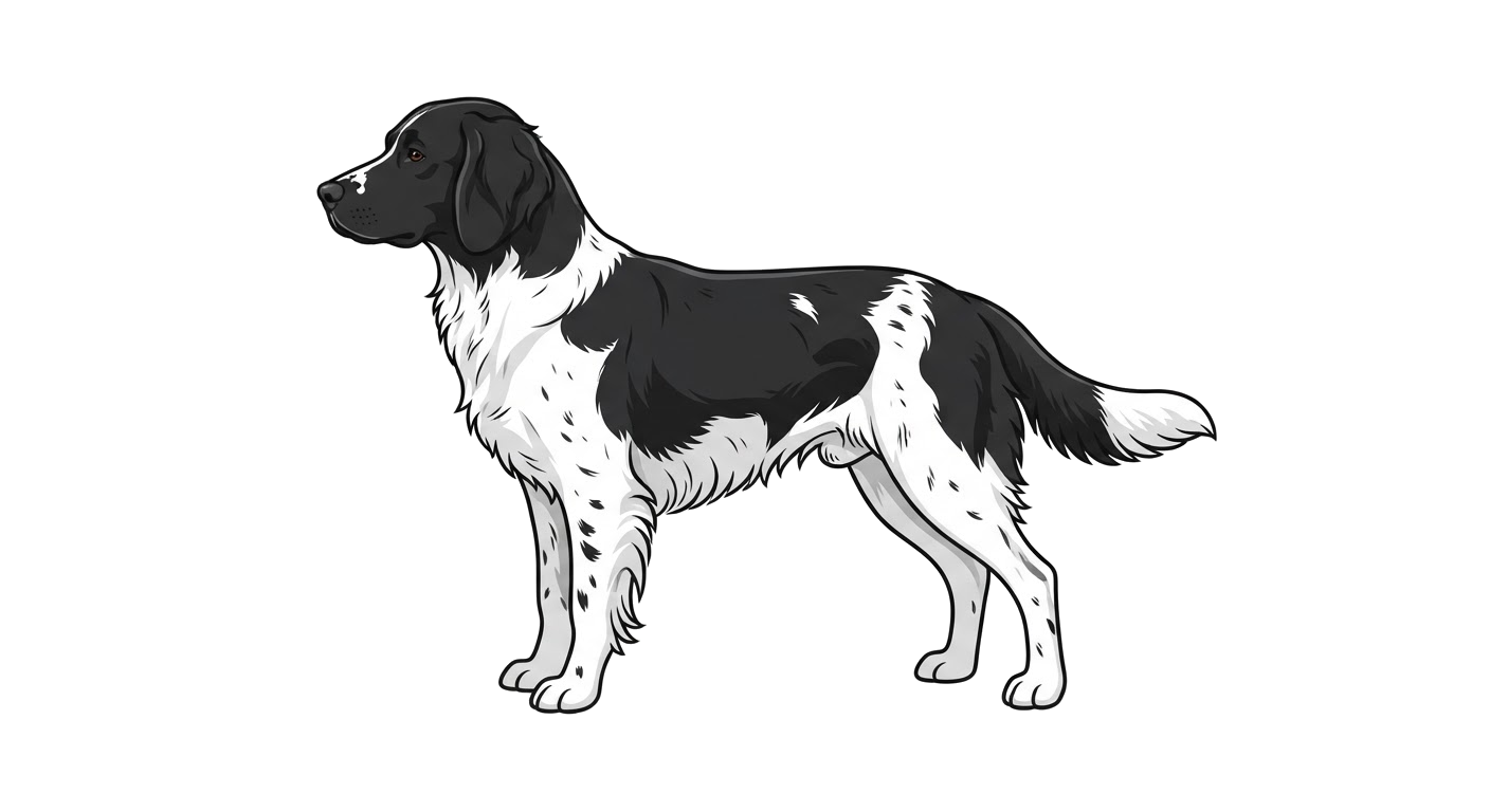 Side profile illustration of a Large Munsterlander showing the points of the breed standard