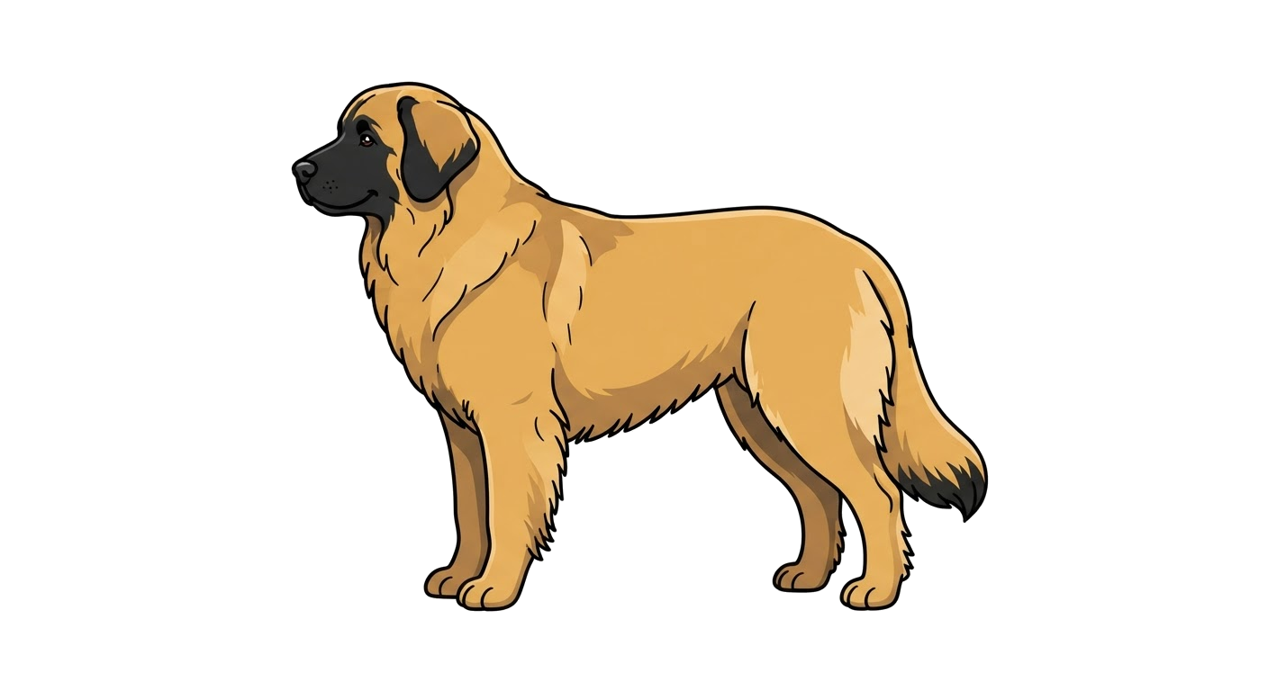 Side profile illustration of a Leonberger showing the points of the breed standard
