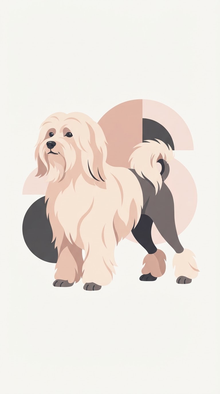 Flat vector illustration of a Lowchen