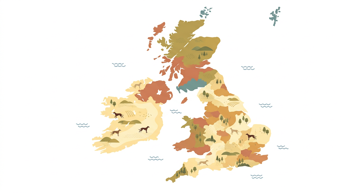Illustrated map showing the origin of the Lurcher