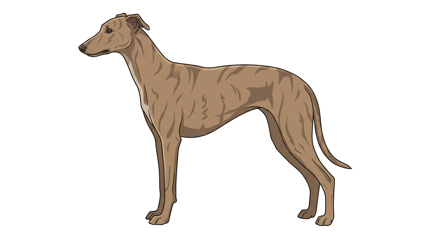 Side profile illustration of a Lurcher showing the points of the breed standard