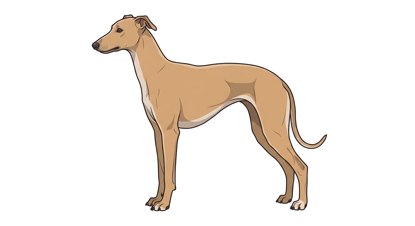 Side profile illustration of a Mahratta Hound showing the points of the breed standard
