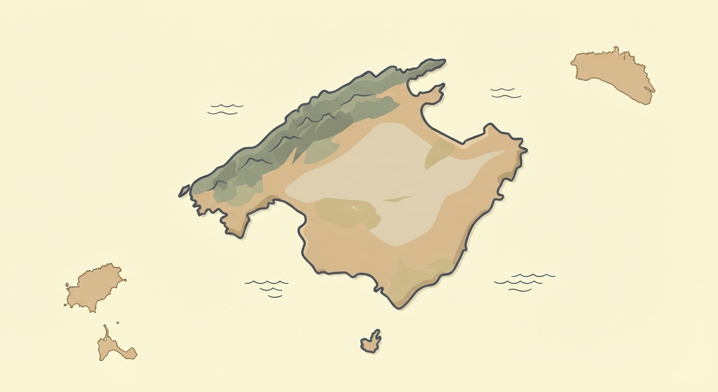 Illustrated map showing the origin of the Majorca Mastiff
