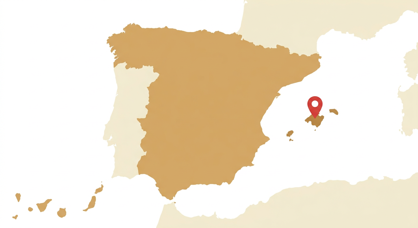Illustrated map showing the origin of the Majorca Shepherd Dog
