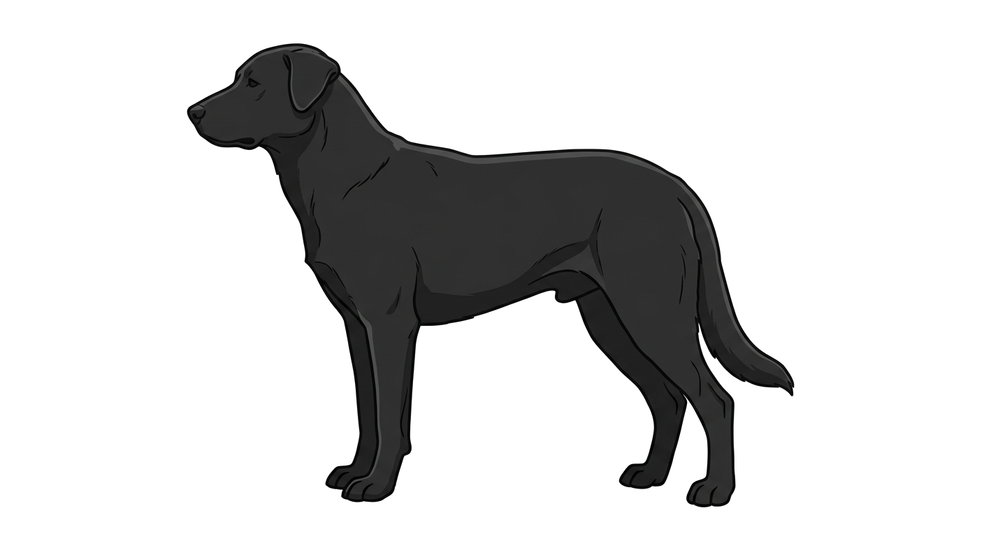 Side profile illustration of a Majorca Shepherd Dog showing the points of the breed standard