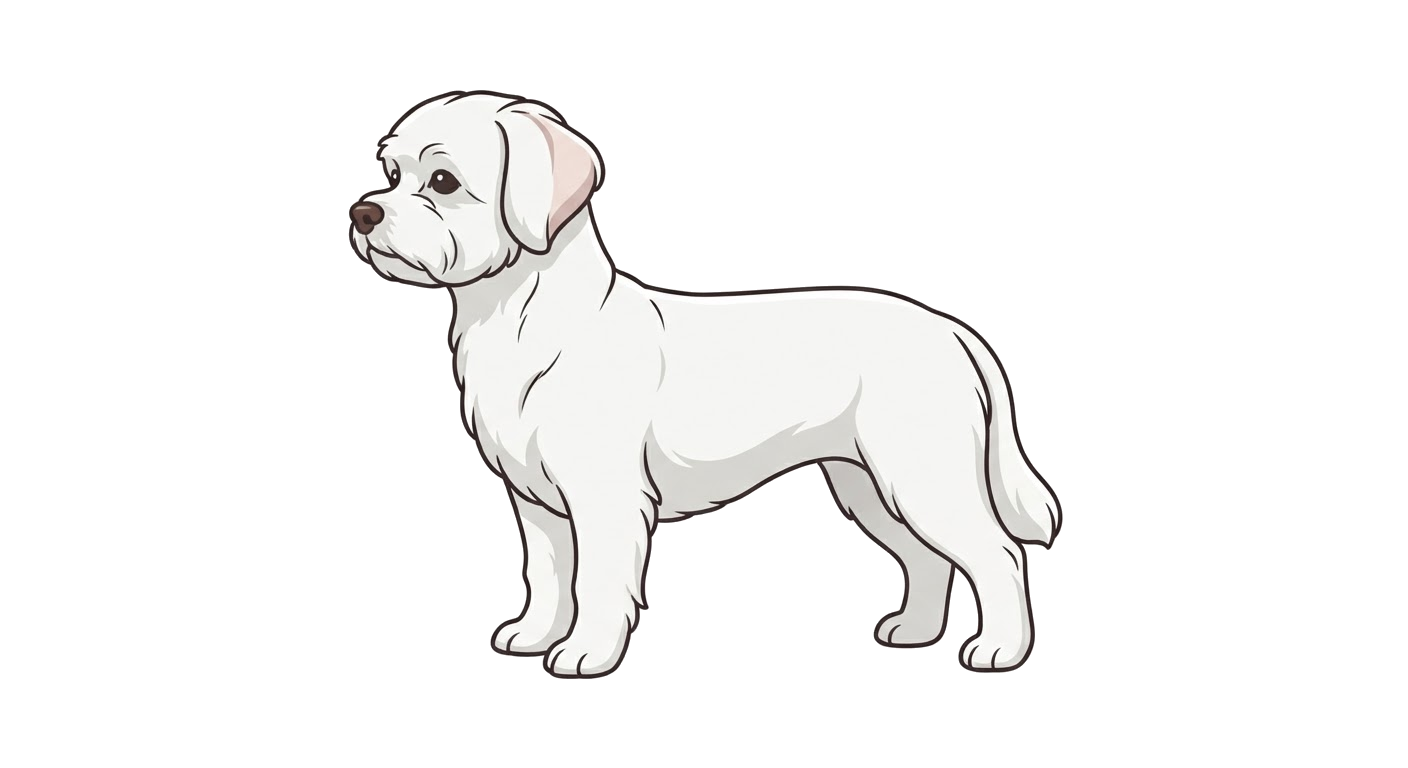Side profile illustration of a Maltese showing the points of the breed standard