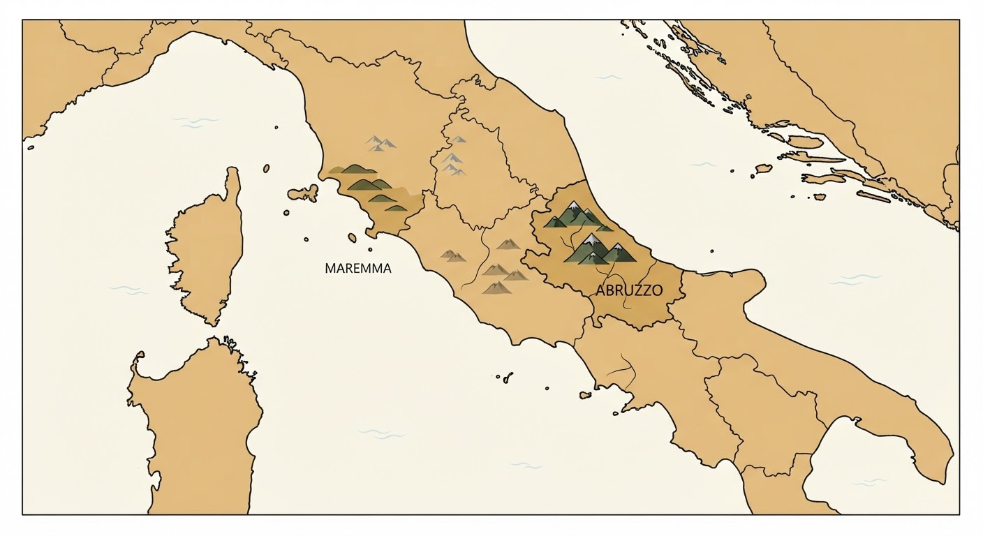 Illustrated map showing the origin of the Maremma Sheepdog