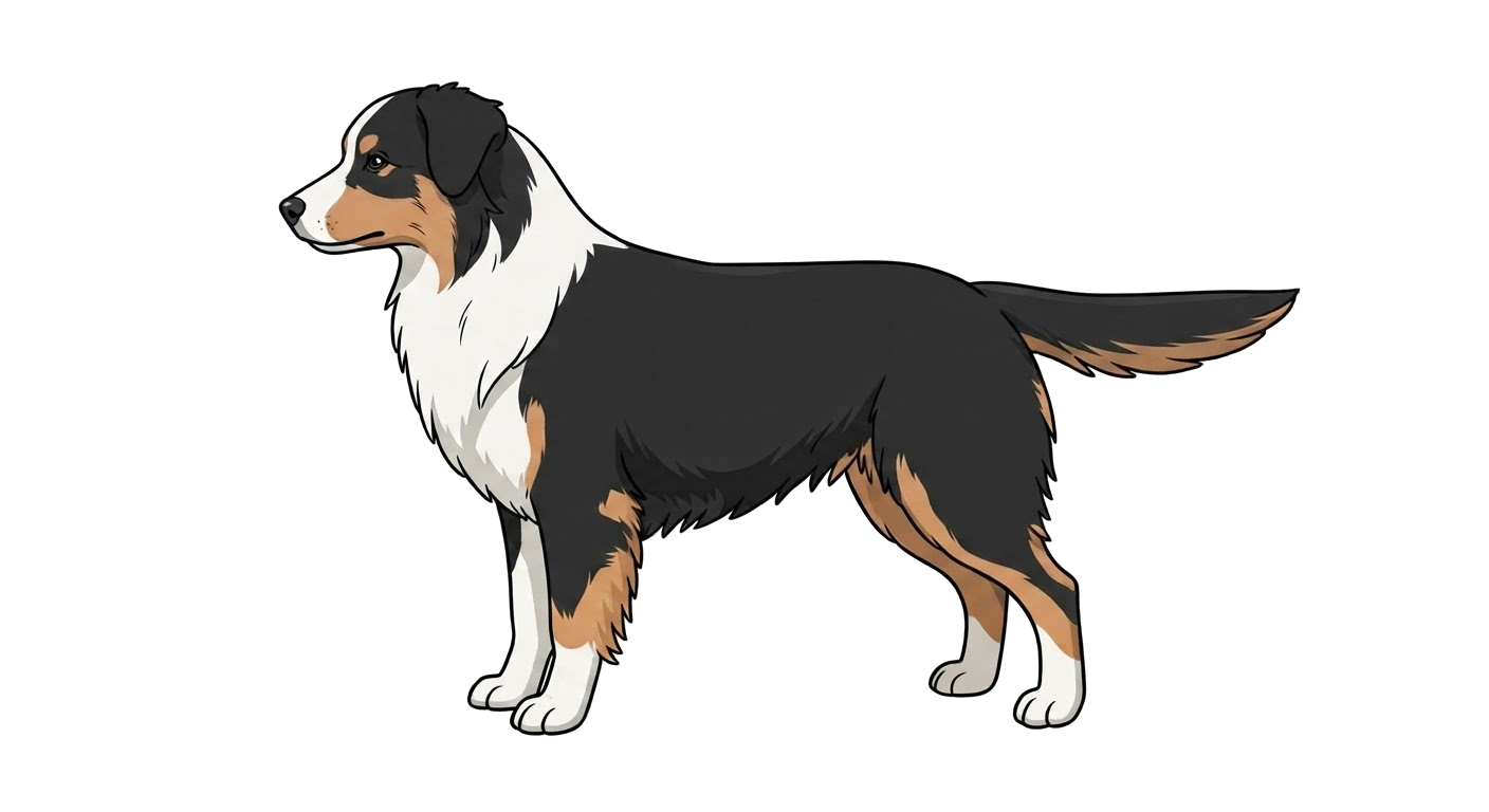 Illustration of a Black & Tricolour coat