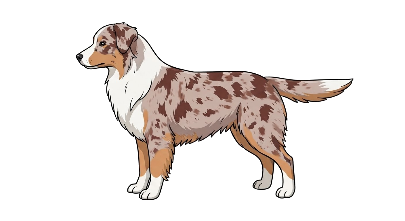 Illustration of a Red & Merle coat