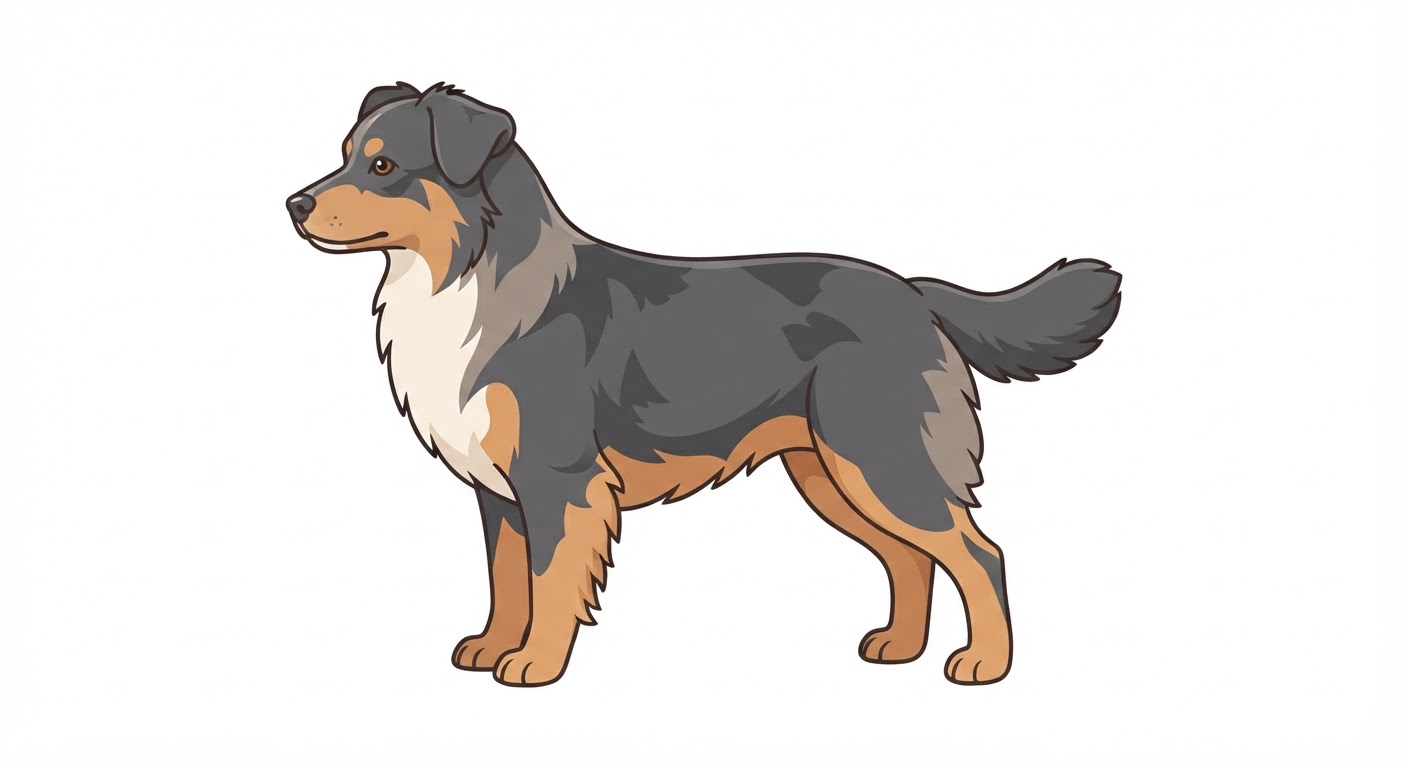 Flat vector illustration of a Miniature American Shepherd