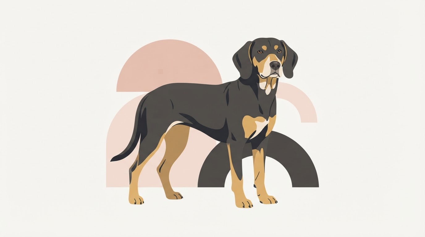 Flat vector illustration of a Montenegrin Mountain Hound
