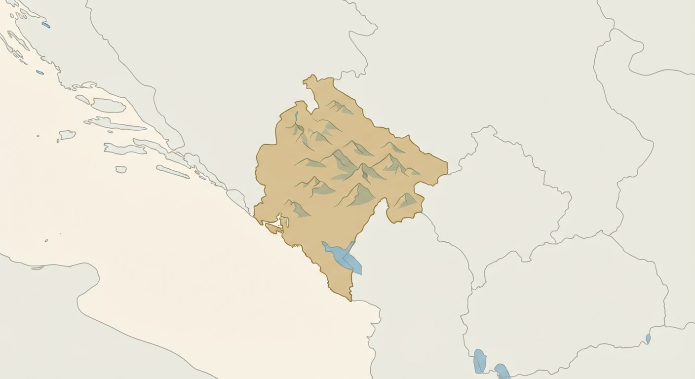 Illustrated map showing the origin of the Montenegrin Mountain Hound
