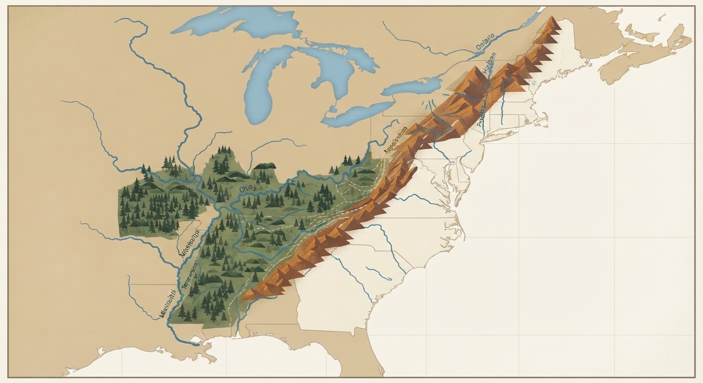 Illustrated map showing the origin of the Mountain Cur