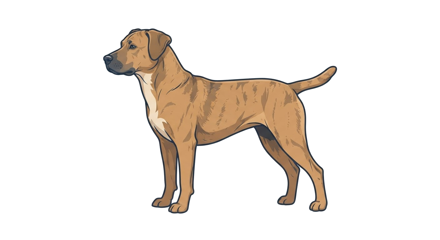 Side profile illustration of a Mountain Cur showing the points of the breed standard