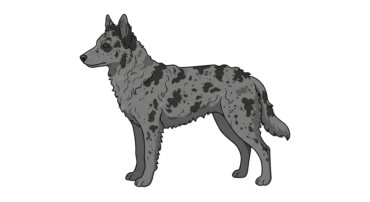 Side profile illustration of a Mudi showing the points of the breed standard