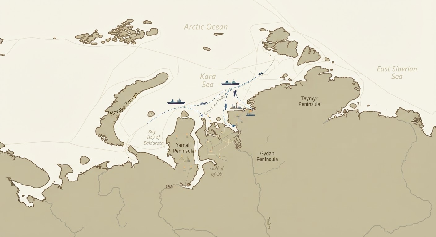 Illustrated map showing the origin of the Nenets Herding Laika