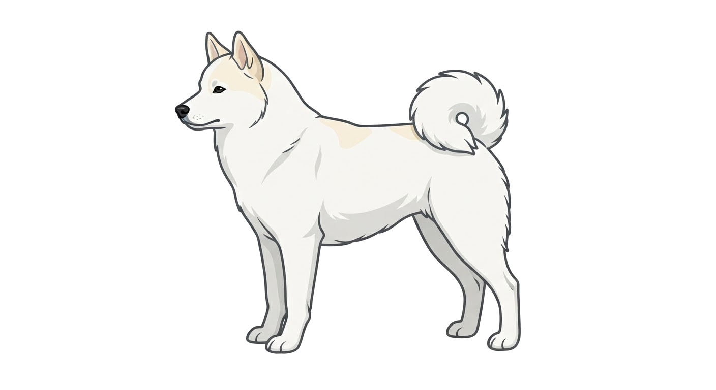 Side profile illustration of a Nenets Herding Laika showing the points of the breed standard
