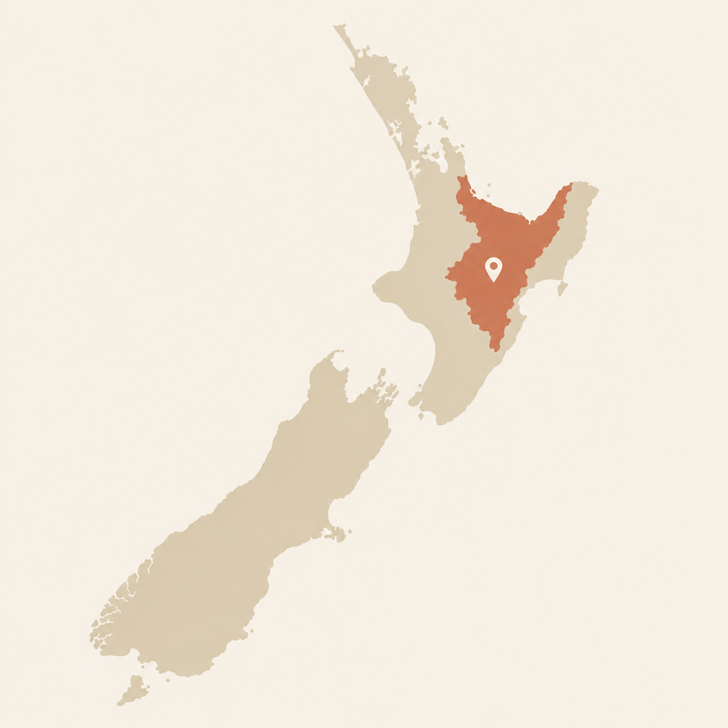 Illustrated map showing the origin of the New Zealand Huntaway