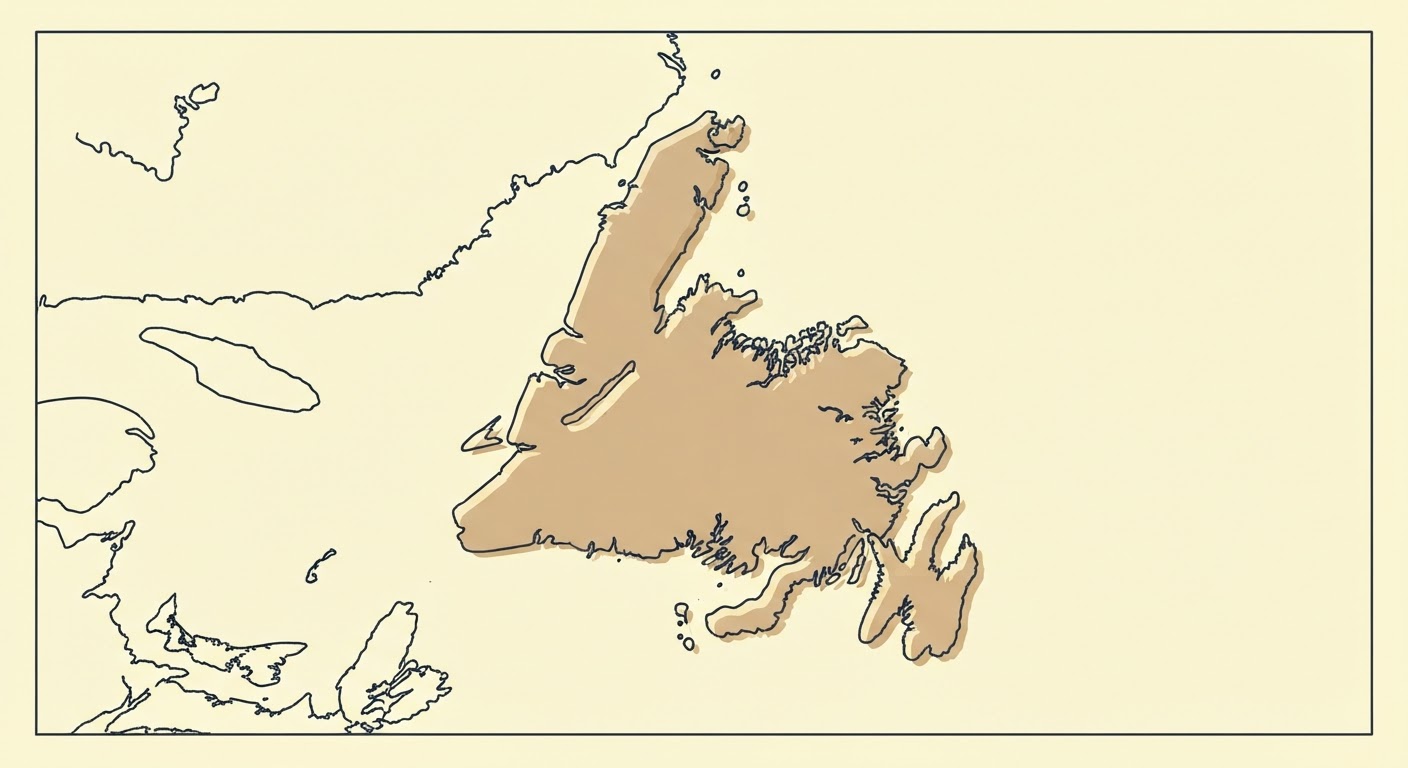Illustrated map showing the origin of the Newfoundland
