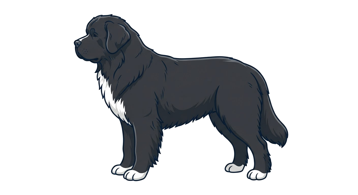 Side profile illustration of a Newfoundland showing the points of the breed standard