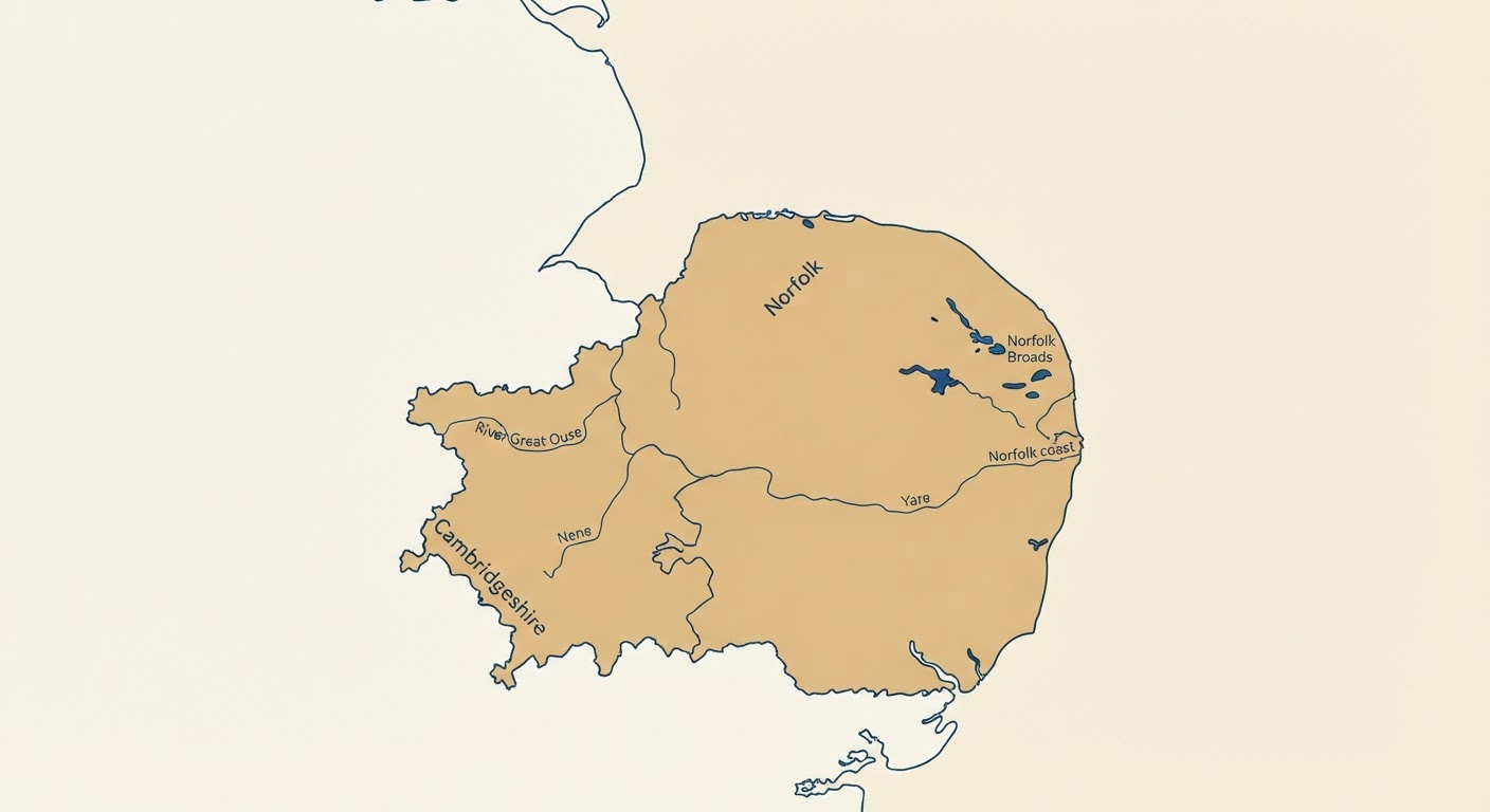 Illustrated map showing the origin of the Norfolk Terrier